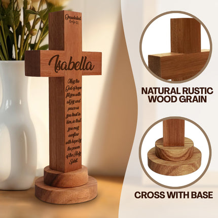 Personalized Baptism Cross wood sign with Engraved Name