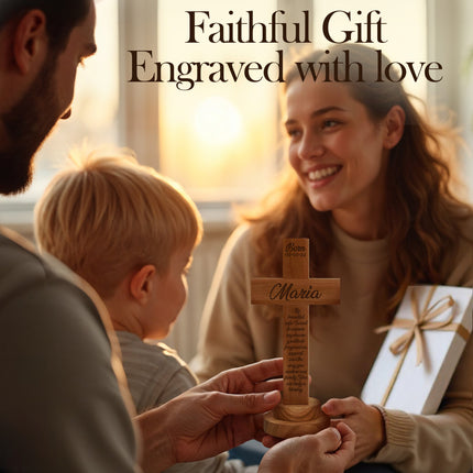 Personalized Baptism Cross wood sign with Engraved Name