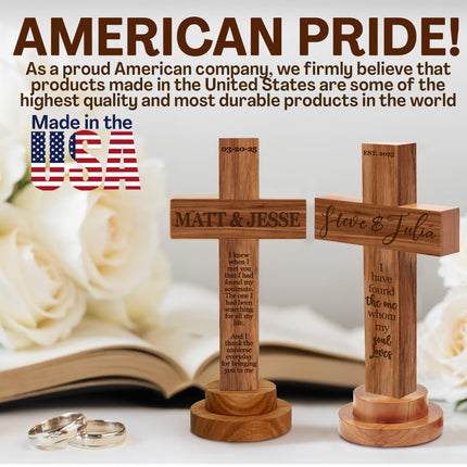 Personalized Wedding Cross wood sign with Engraved Name