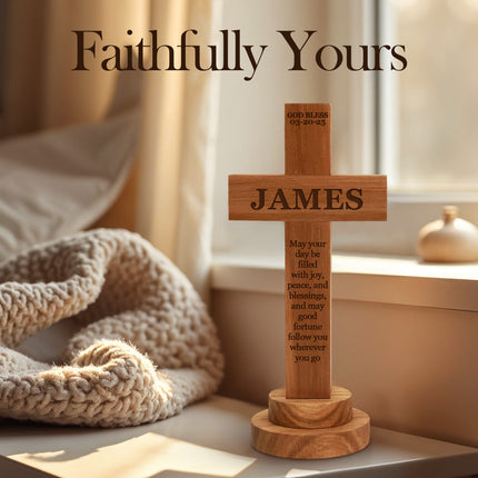 Personalized Baptism Cross wood sign with Engraved Name