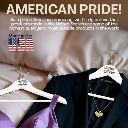 Custom White Hanger with Personalized Name for Prom Dress Hangers - 2 Pack