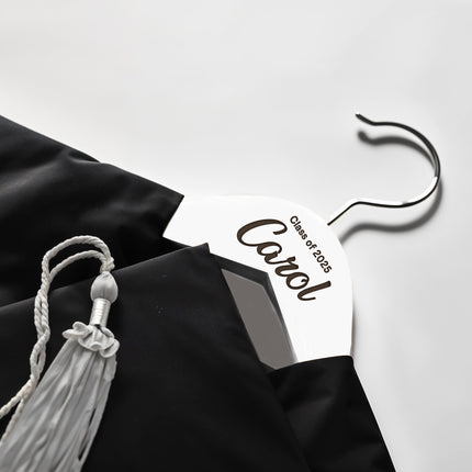 Custom White Hanger with Personalized Name forgraduation Dress Hangers - 2 Pack, 360 rotatable hook