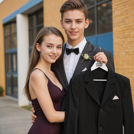 Custom White Hanger with Personalized Name for Prom Dress Hangers - 2 Pack