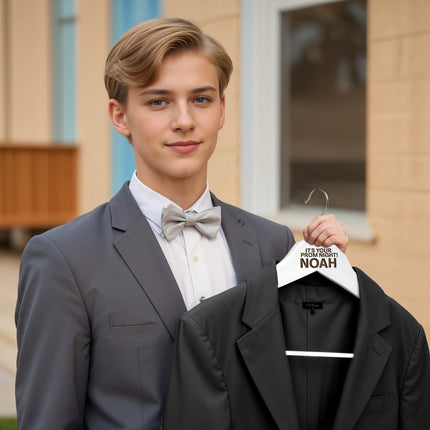 Custom White Hanger with Personalized Name for Prom Dress Hangers - 2 Pack