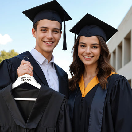 Custom White Hanger with Personalized Name forgraduation Dress Hangers - 2 Pack, 360 rotatable hook