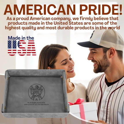Engraved Baseball Valet Tray - Gray