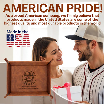Personalized Baseball Leather Valet Tray - Baseball
