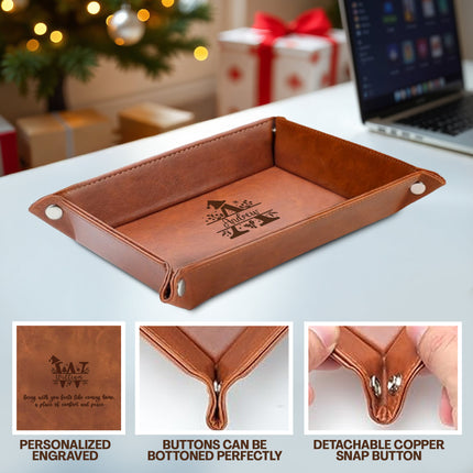 Personalized Baseball Leather Valet Tray - Christmas