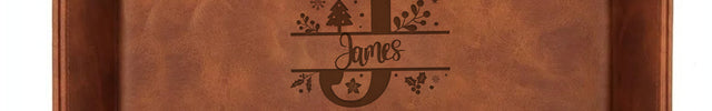 Personalized Baseball Leather Valet Tray - Christmas