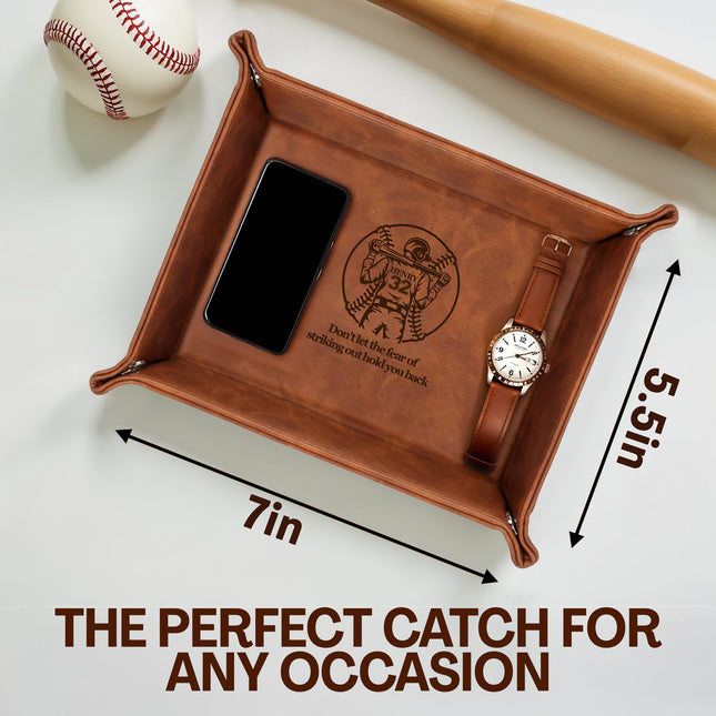 Personalized Baseball Leather Valet Tray - Baseball
