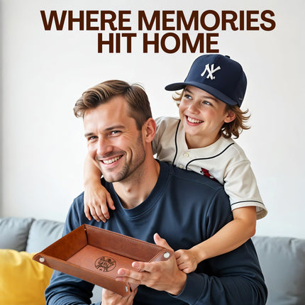 Personalized Baseball Leather Valet Tray - Baseball