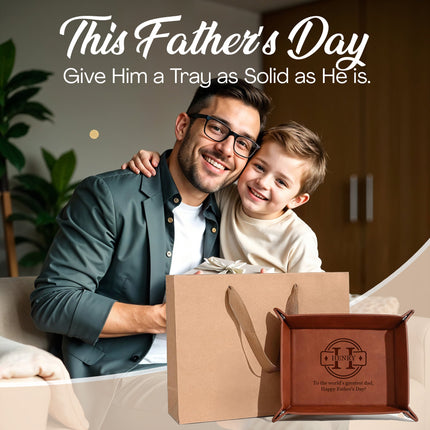 Personalized Engraved Leather Tray for Him