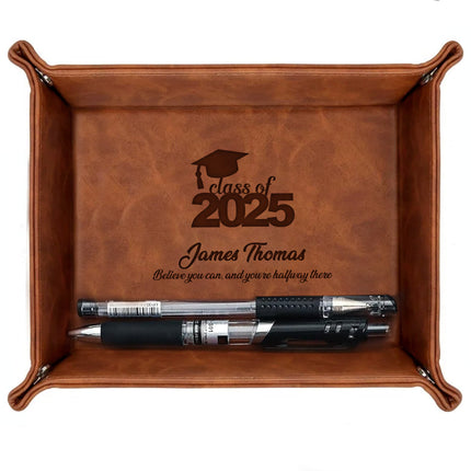 Personalized PU Leather Valet Tray Class of 2025