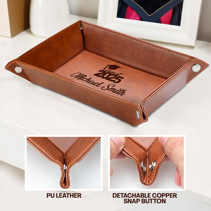 Personalized PU Leather Valet Tray Class of 2025