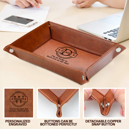 Personalized Engraved Leather Tray for Him