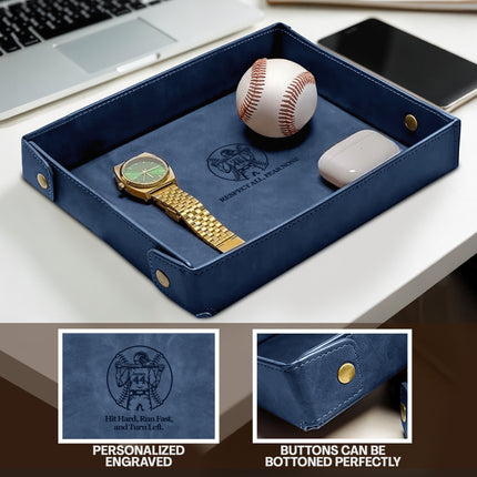 Engraved Baseball Valet Tray - Blue