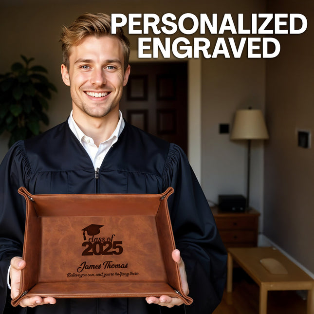 Personalized PU Leather Valet Tray Class of 2025