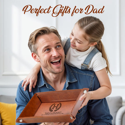 Personalized Engraved Leather Tray for Men with Engraved Name