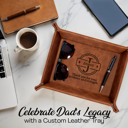 Personalized Engraved Leather Tray for Him