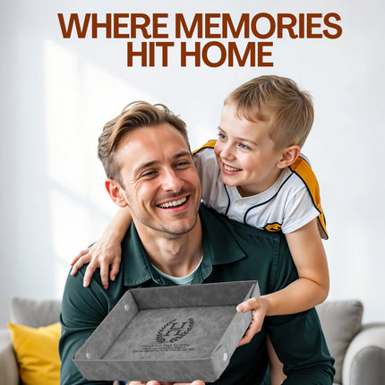 Engraved Baseball Valet Tray - Gray