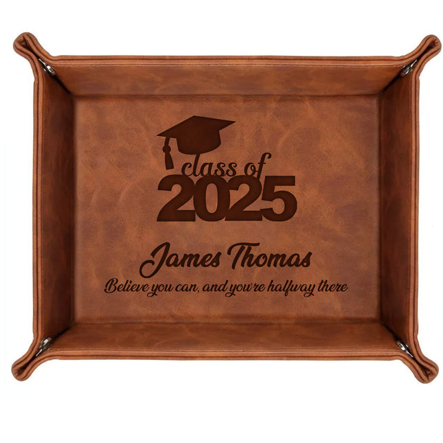 Personalized PU Leather Valet Tray Class of 2025
