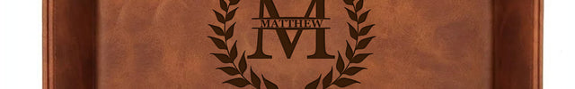 Personalized Engraved Leather Tray for Men with Engraved Name