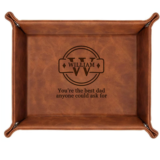Personalized Engraved Leather Tray for Him