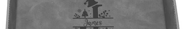 Engraved Christmas Leather Valet Tray - Gray