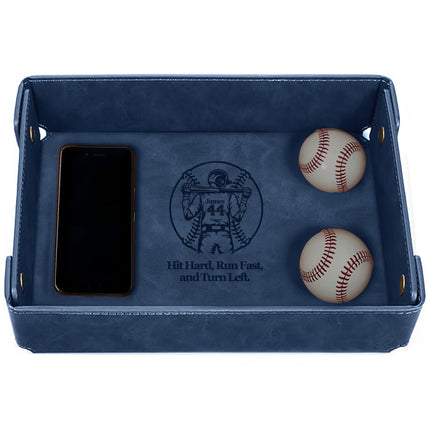 Engraved Baseball Valet Tray - Blue