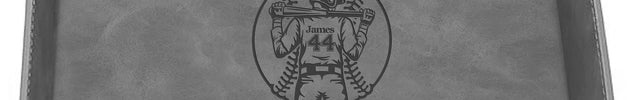 Engraved Baseball Valet Tray - Gray