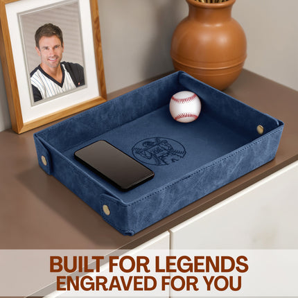 Engraved Baseball Valet Tray - Blue