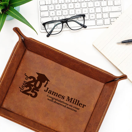 Personalized PU Leather Valet Tray Class of 2025