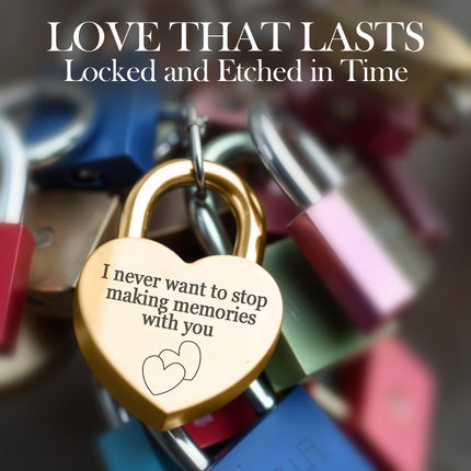 gold heart shape padlock with custom engraving personalized lock with key 2 sided text mini vintage lock for travel locker memory box couples keepsake