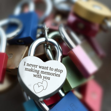 Silver Heart Shape Padlock with Custom Engraving