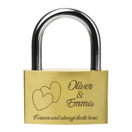 personalized engraved name brass padlock custom love locks with names and dates for couples romantic keepsake gift for anniversaries weddings or travel 40mm solid brass lock with keys