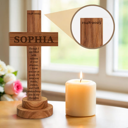 Personalized Memorial Cross wood sign with Engraved Name