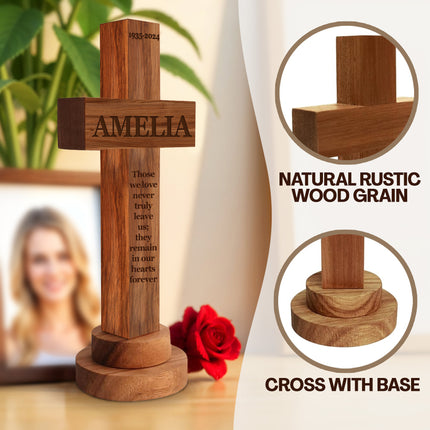 Personalized Memorial Cross wood sign with Engraved Name