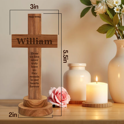 Personalized Memorial Cross wood sign with Engraved Name