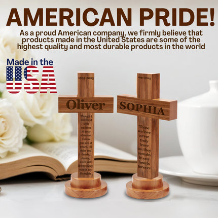 Personalized Memorial Cross wood sign with Engraved Name