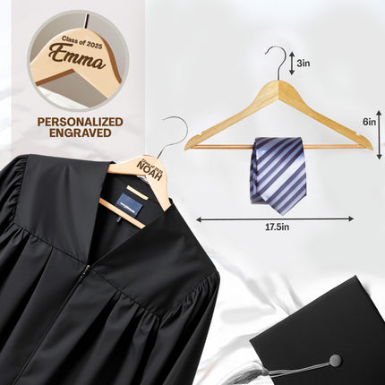 custom wooden hanger with name for graduation dress hangers with 360 rotatable hook 2 pack