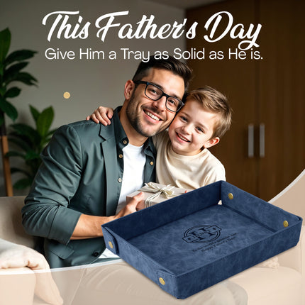 Engraved Father’s Day Leather Valet Tray - Blue