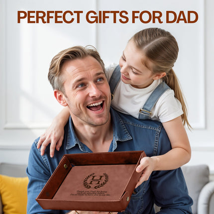 Engraved Leather Valet Tray for Men – Coffee