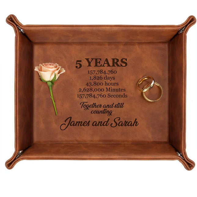 Engraved Leather Tray with Custom Name