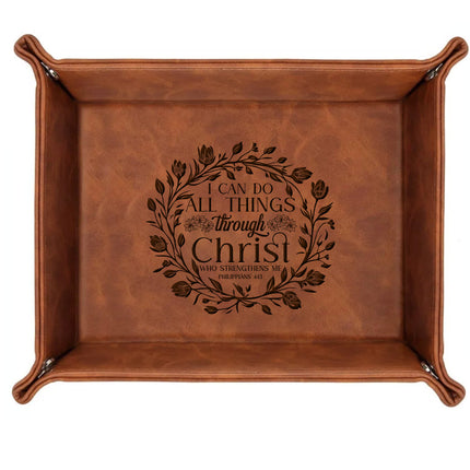 Personalized Leather Tray Philippians 4:13