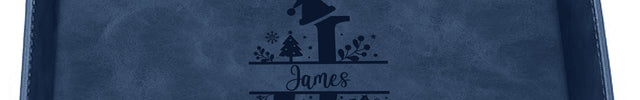 Engraved Christmas Leather Valet Tray - Blue