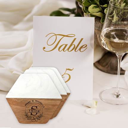 Personalized Coasters, Customized Wedding Gift for Couple - 4 pack