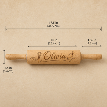 Custom Engraved Rolling Pin – Personalized  Wooden Dough Roller