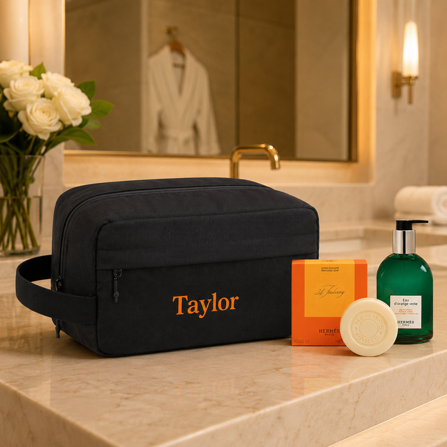 Personalized Travel Toiletry Bag with Custom Text for Men & Women