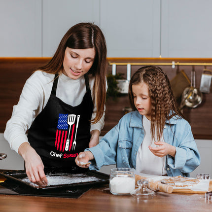 Personalized USA Flag Kitchen Design Chef Apron