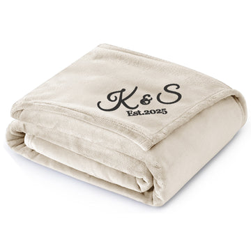 Personalized Blanket with Embroidered Name, Custom Fleece Throw Blanket Cozy Soft Blanket for Bed, Sofa, Couch, Travel, Camping